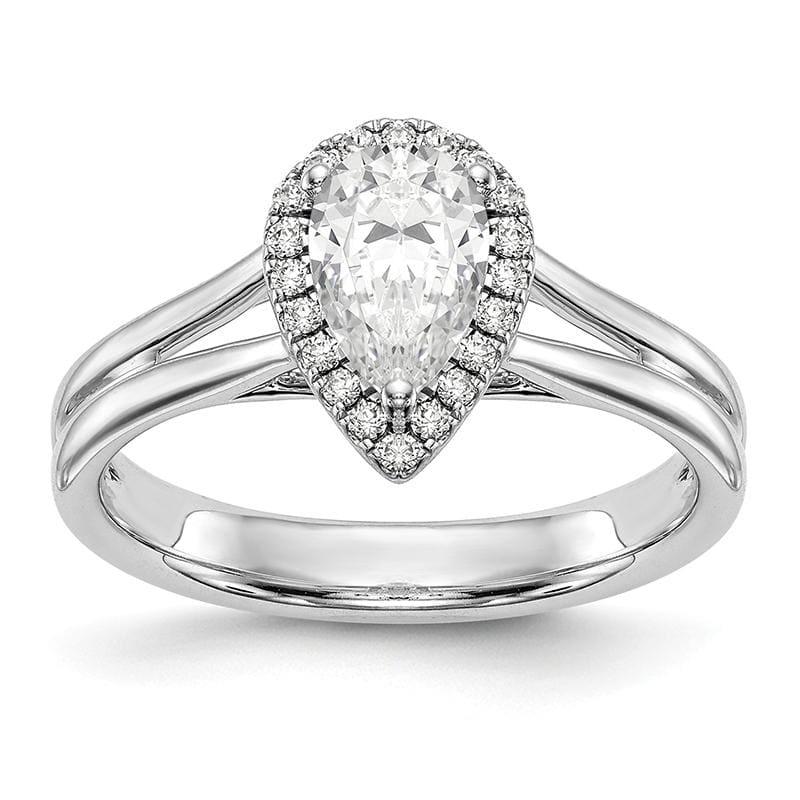 14kw Pear Halo Engagement Diamond Semi-mount Split Shank Ring - Seattle Gold Grillz