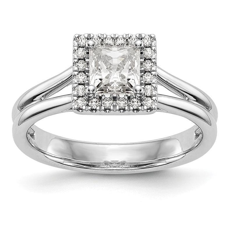 14kw Princess Halo Engagement Diamond Semi-mount Split Shank Ring - Seattle Gold Grillz