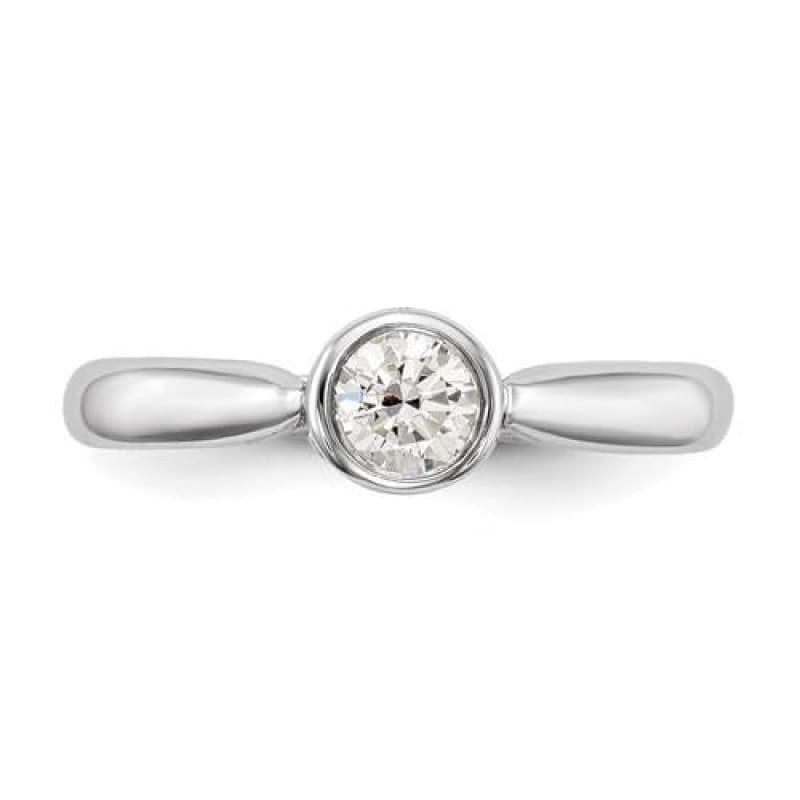14kw Round Bezel Set Solitaire Diamond Semi-mount Engagement Ring - Seattle Gold Grillz