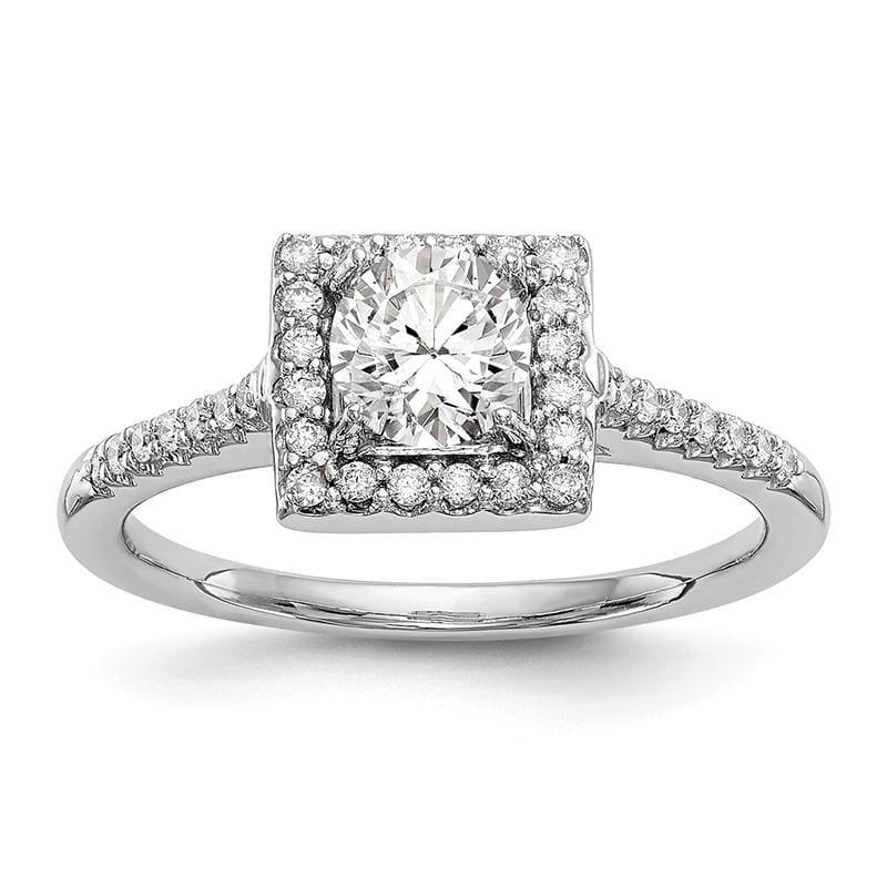 14KW Round Diamond Semi-Mount Halo Engagement Ring - Seattle Gold Grillz