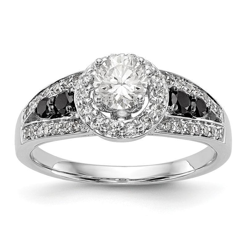 14kw Round Diamond w-Black Diamond Semi-Mount Halo Engagement Ring - Seattle Gold Grillz