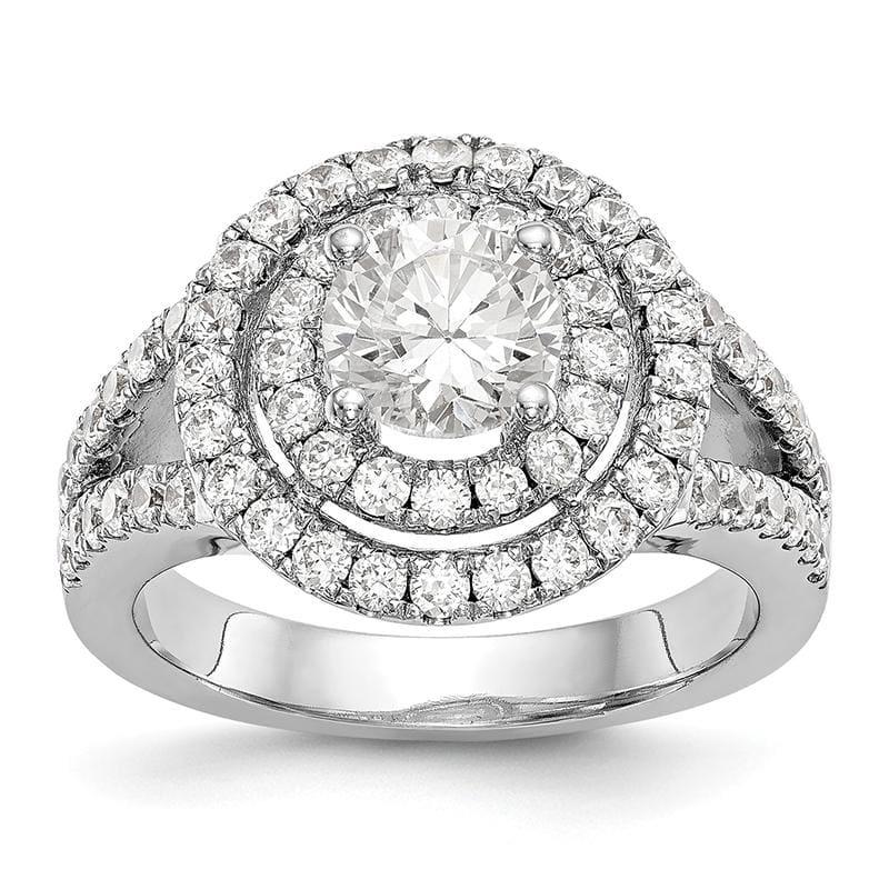 14KW Round Double Halo Engagement Ring Mounting - Seattle Gold Grillz