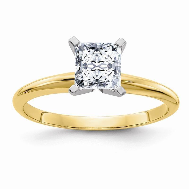 14ky 0.75ct. 5.0mm Colorless Moissanite Princess Solitaire Ring - Seattle Gold Grillz