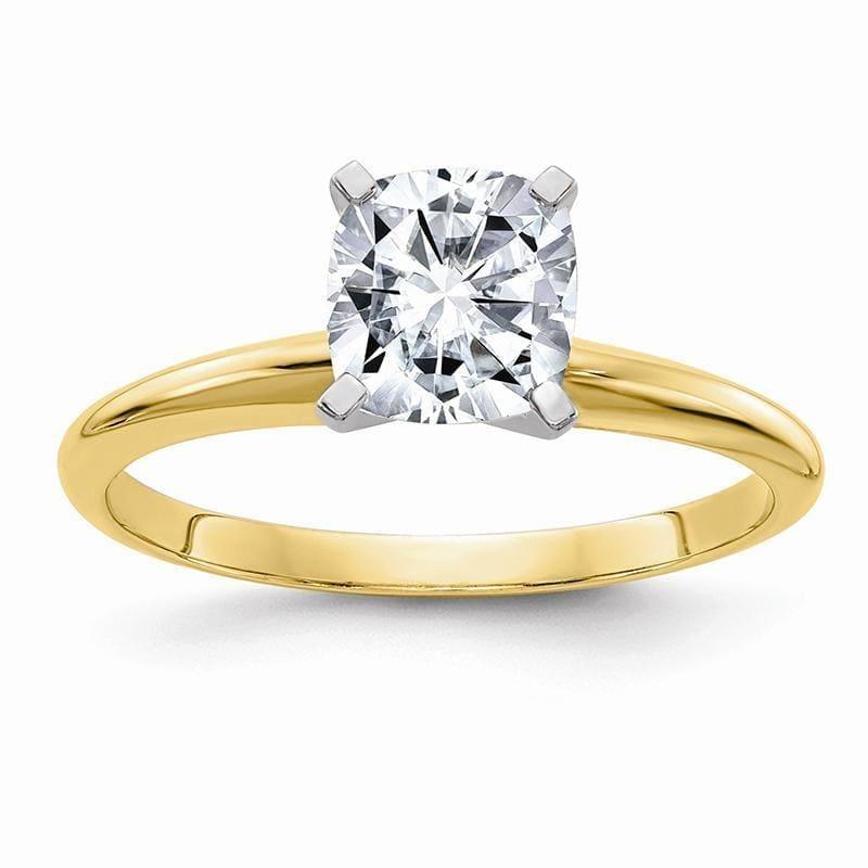 14ky 0.80ct. 5.5mm Colorless Moissanite Cusion Solitaire Ring - Seattle Gold Grillz