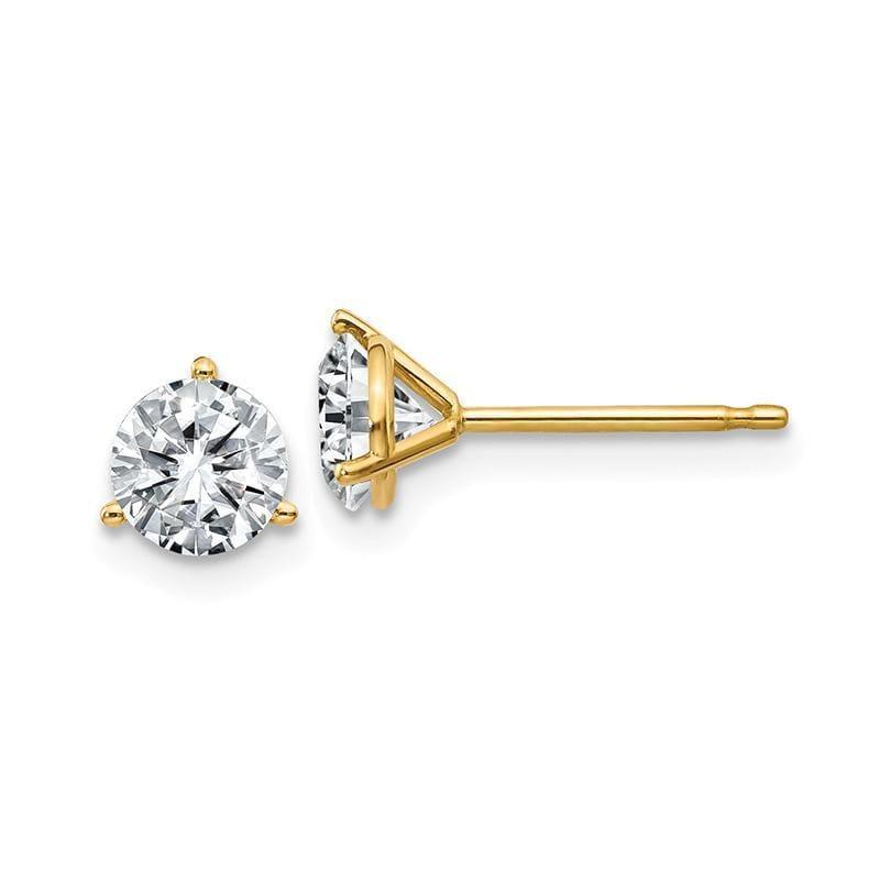 14ky 1.00ct. 5.0mm Round Moissanite 3-Prong Martini Post Earring - Seattle Gold Grillz