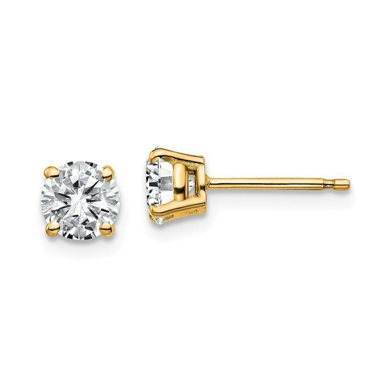 14ky 1.00ct. 5.0mm Round Moissanite 4 Prong Earrings - Seattle Gold Grillz