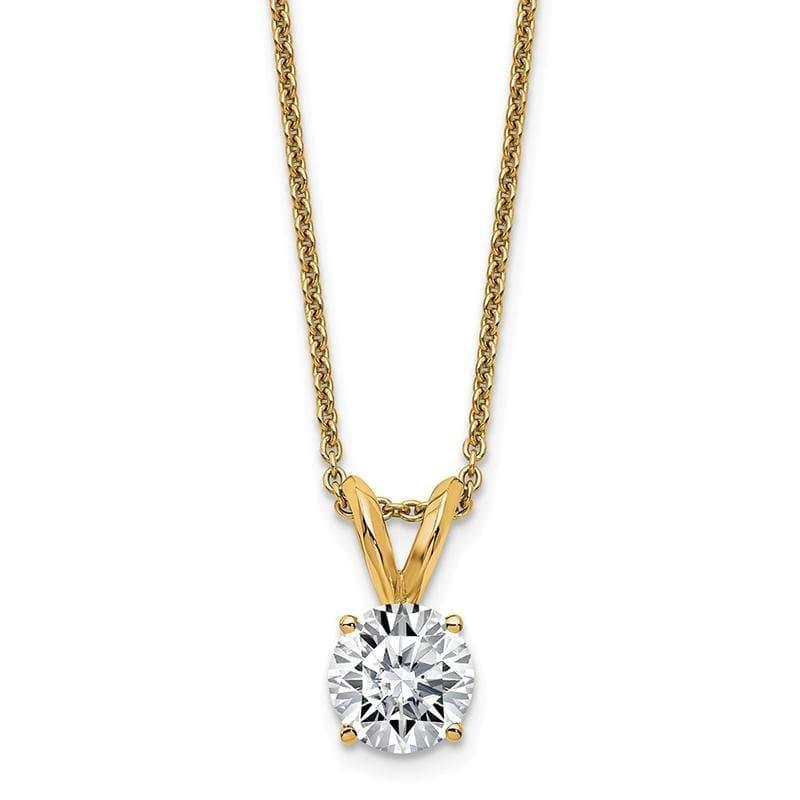 14ky 1.00ct. 6.5mm Round Moissanite Solitaire Pendant on cable chain - Seattle Gold Grillz