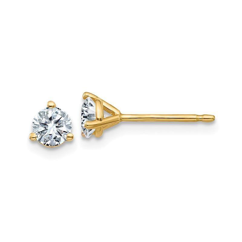14ky 1-2ct. 4.0mm Round Colorless Moissanite 3-Prong Martini Post Earring - Seattle Gold Grillz
