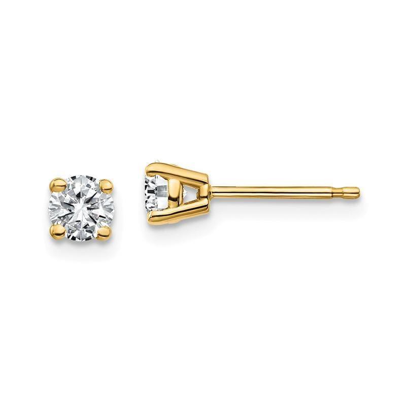 14ky 1-2ct. 4.0mm Round Moissanite 4 Prong Earrings - Seattle Gold Grillz