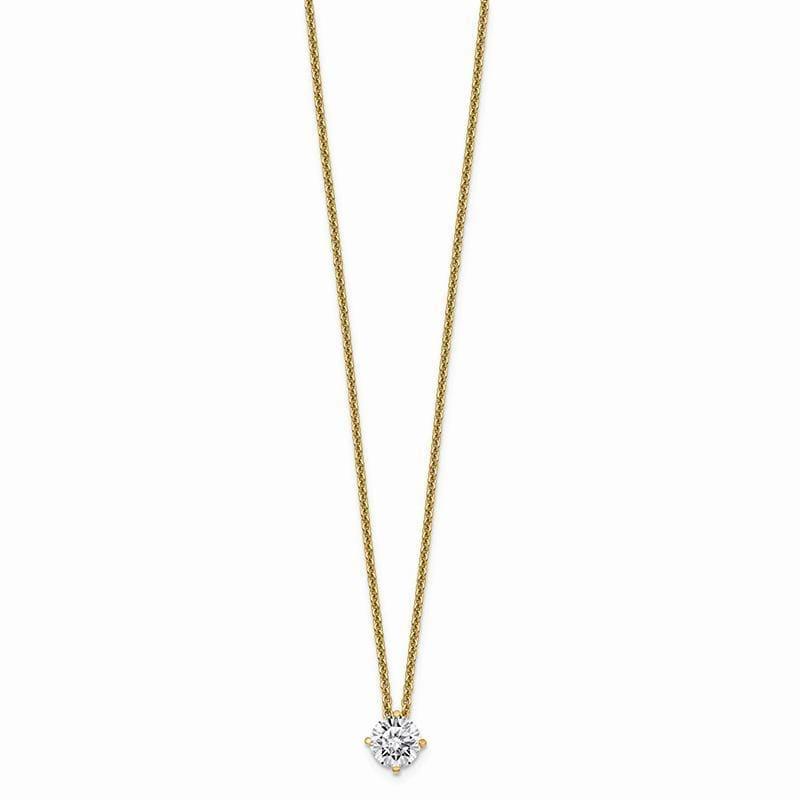 14ky 1-2ct. 5.0mm Round Moissanite Solitaire Pendant on cable chain - Seattle Gold Grillz