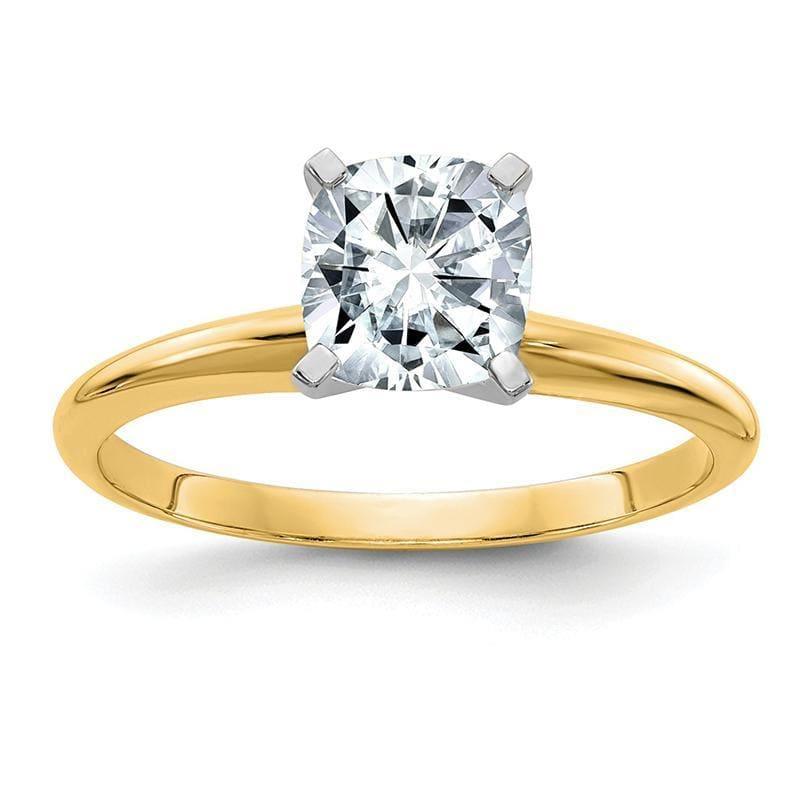 14ky 1.3ct. 6.5mm Colorless Moissanite Cusion Solitaire Ring - Seattle Gold Grillz