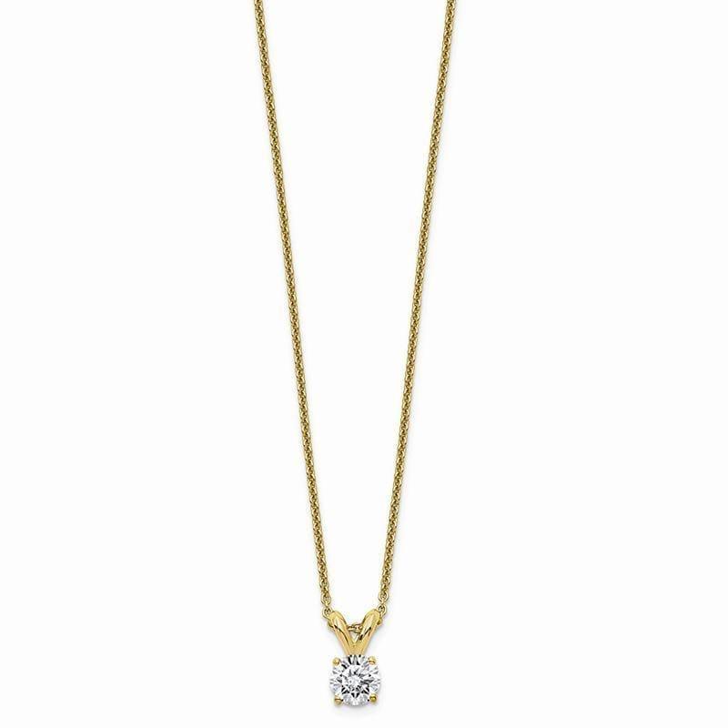 14ky 1-4ct. 4.0mm Round Moissanite Solitaire Pendant on cable chain - Seattle Gold Grillz