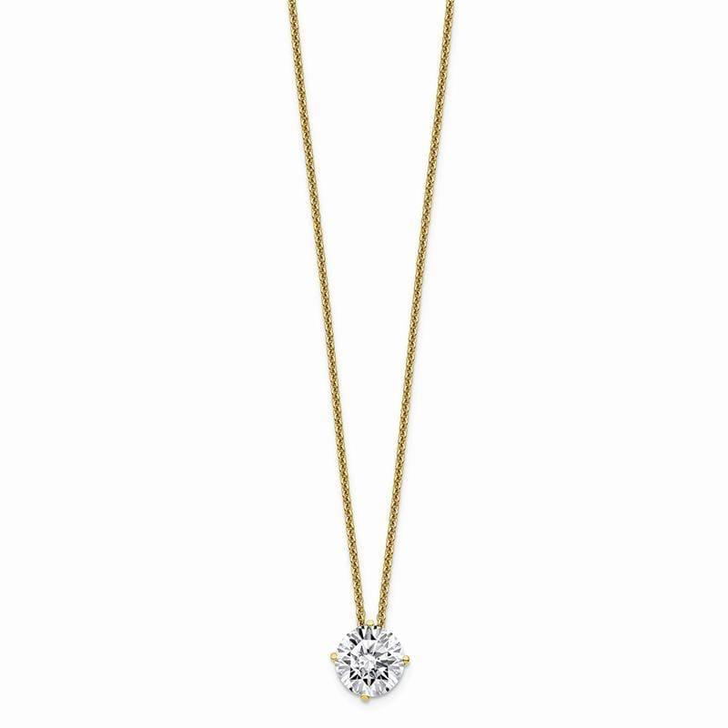 14ky 1.50ct. 7.5mm Round Moissanite Solitaire Pendant on cable chain - Seattle Gold Grillz