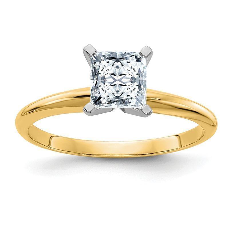 14ky 1.5ct. 6.5mm Colorless Moissanite Princess Solitaire Ring - Seattle Gold Grillz