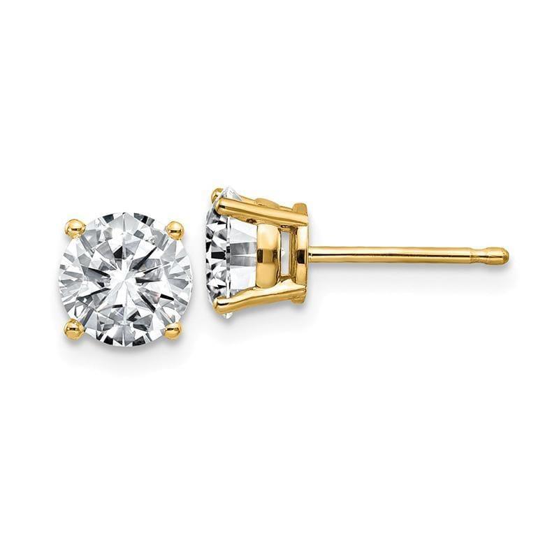 14ky 1.75ct. 6.0mm Round Moissanite 4-Prong Basket Post Earring - Seattle Gold Grillz