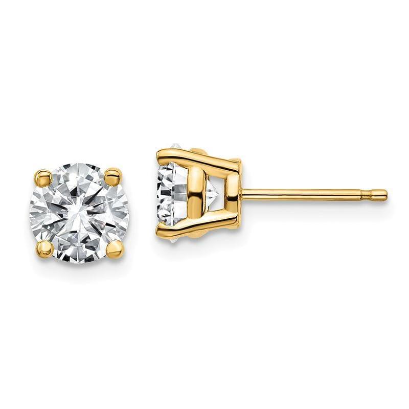 14ky 1.75ct. 6.0mm Round Moissanite 4 Prong Earrings - Seattle Gold Grillz