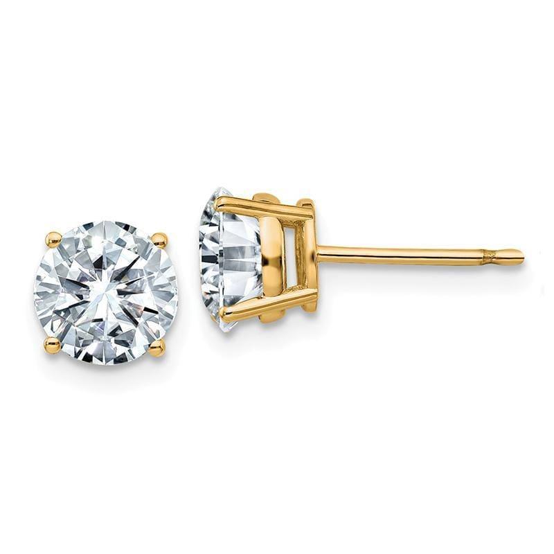 14ky 2.00ct. 6.5mm Round Colorless Moissanite Basket Post Earring - Seattle Gold Grillz