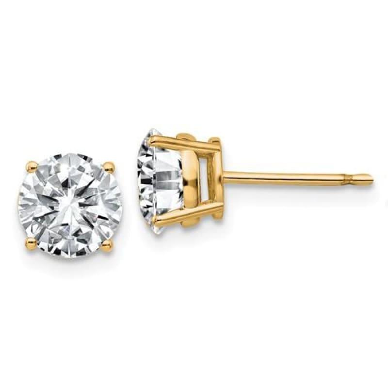 14ky 2.00ct. 6.5mm Round Moissanite 4-Prong Basket Post Earring - Seattle Gold Grillz