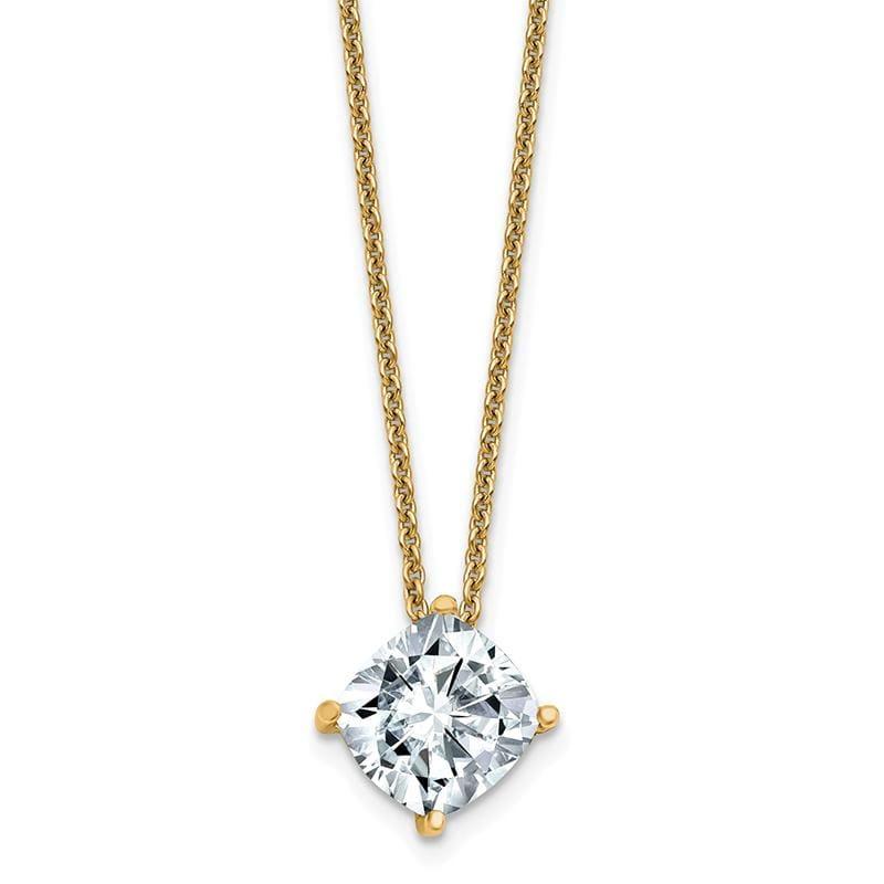 14ky 2.00ct. 7.50mm Cushion Colorless Moissanite Pendant with Chain - Seattle Gold Grillz