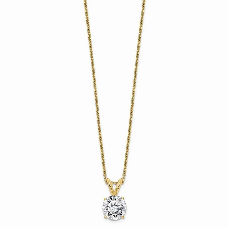 14ky 2.00ct. 8.0mm Round Moissanite Solitaire Pendant on cable chain - Seattle Gold Grillz