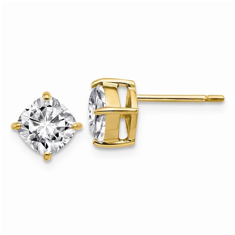 14ky 2.25ct. 6.00mm Cushion Moissanite Earring - Seattle Gold Grillz
