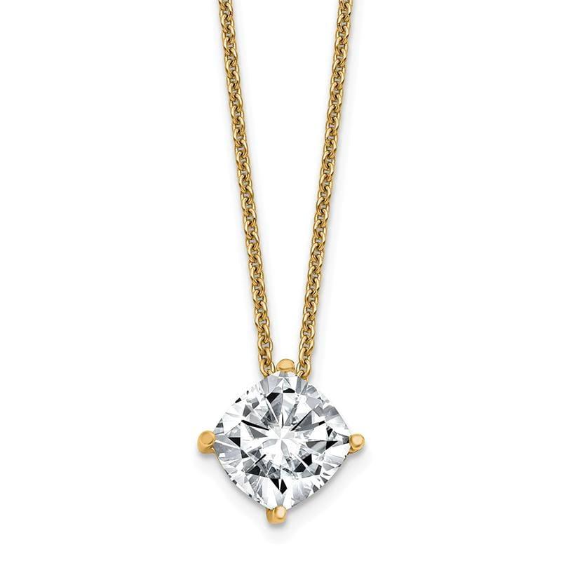 14ky 2.25ct. 8.00mm Cushion Moissanite Pendant with Chain - Seattle Gold Grillz