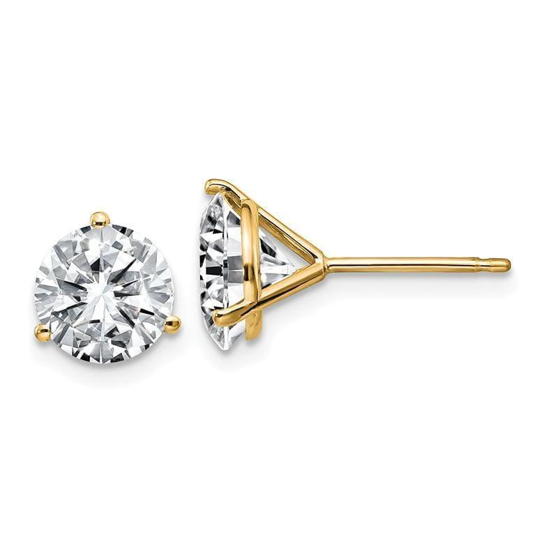 14ky 2.50ct. 7.0mm Round Moissanite 3-Prong Martini Post Earring - Seattle Gold Grillz