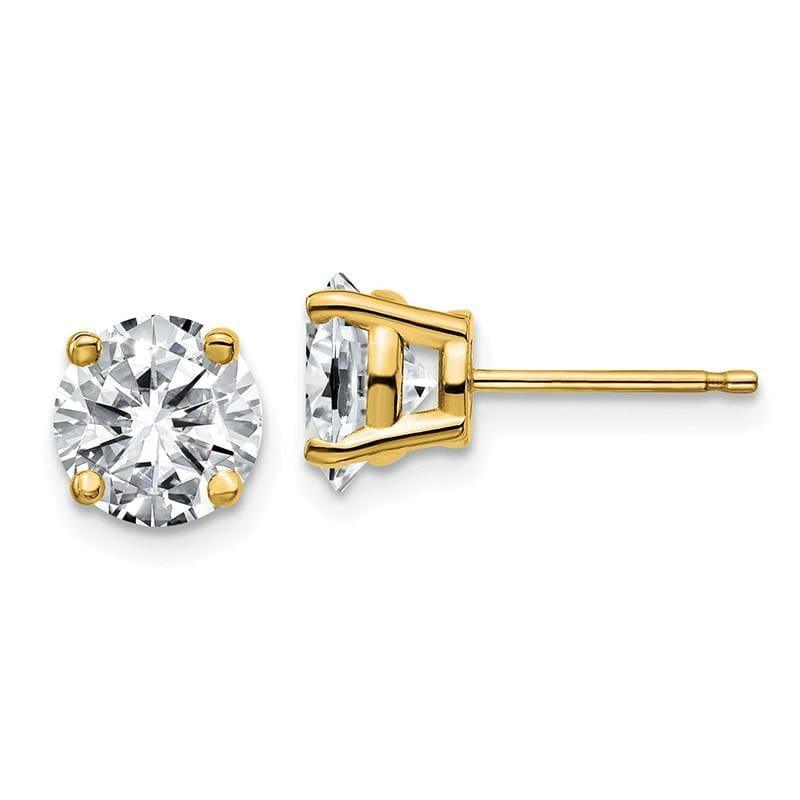14ky 2.50ct. 7.0mm Round Moissanite 4 Prong Earrings - Seattle Gold Grillz