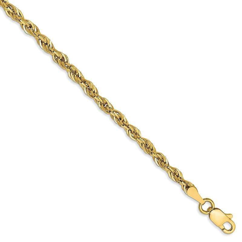 14ky 2.8mm Hollow Rope Bracelet. Weight: 1.27, Length: 7", Width: 2.9 - Seattle Gold Grillz