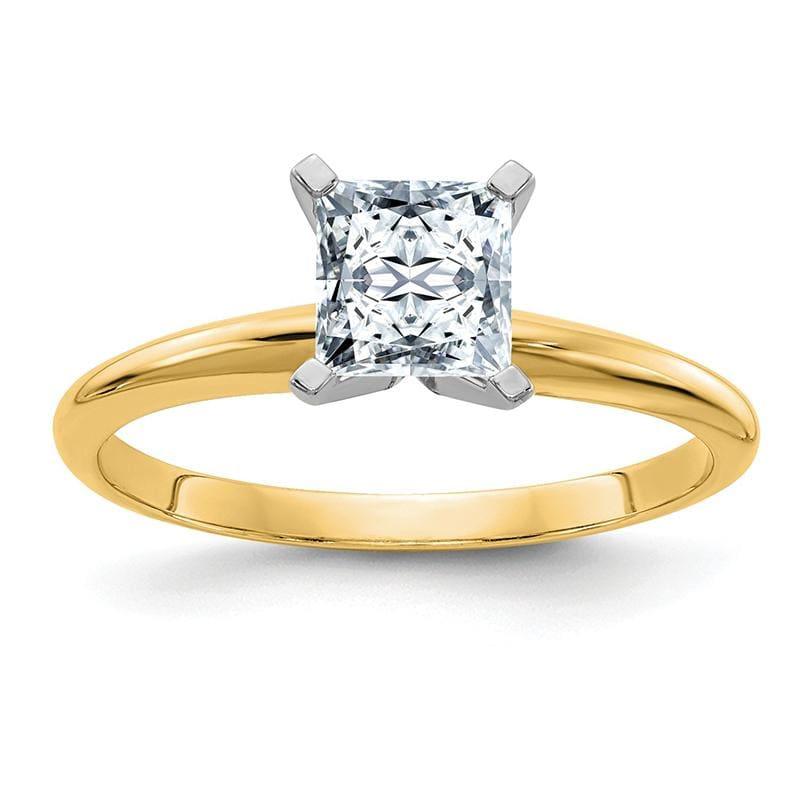 14ky 2ct. 7.0mm Colorless Moissanite Princess Solitaire Ring - Seattle Gold Grillz