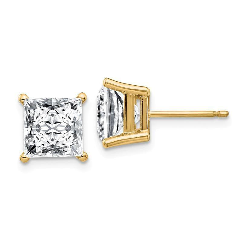14ky 3.00ct. 6.5mm Square Brilliant Moissanite 4-Prong Basket Post Earring - Seattle Gold Grillz