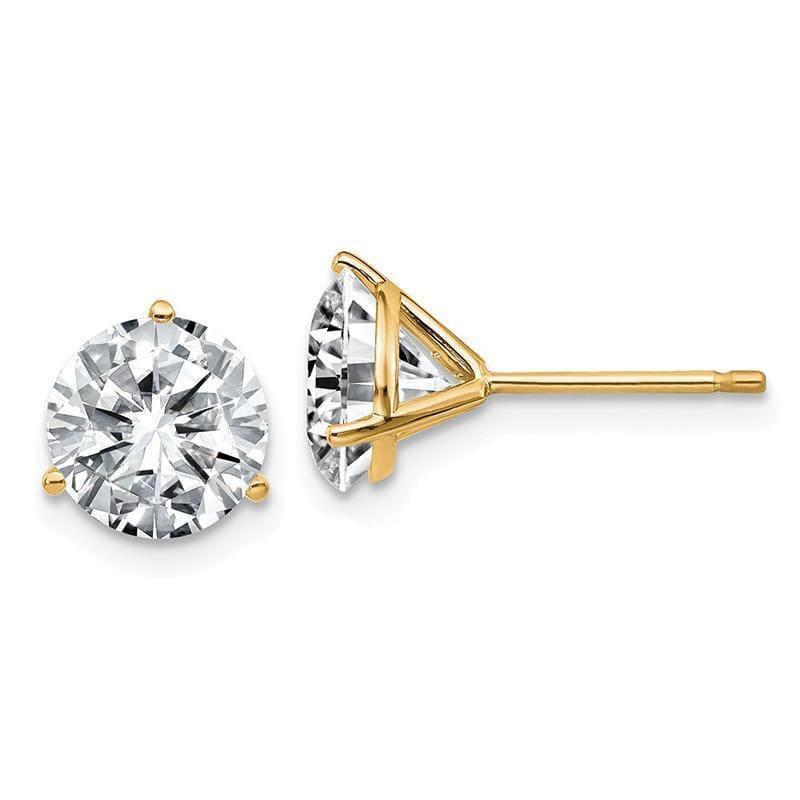 14ky 3.00ct. 7.5mm Round Moissanite 3-Prong Martini Post Earring - Seattle Gold Grillz