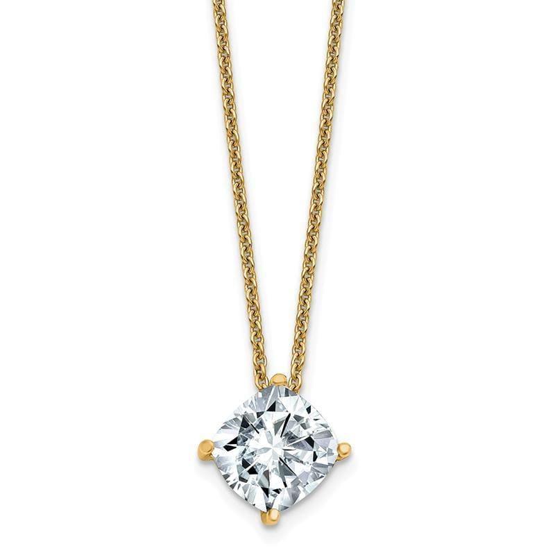 14ky 3.25ct. 9.00mm Cushion Colorless Moissanite Pendant with Chain - Seattle Gold Grillz