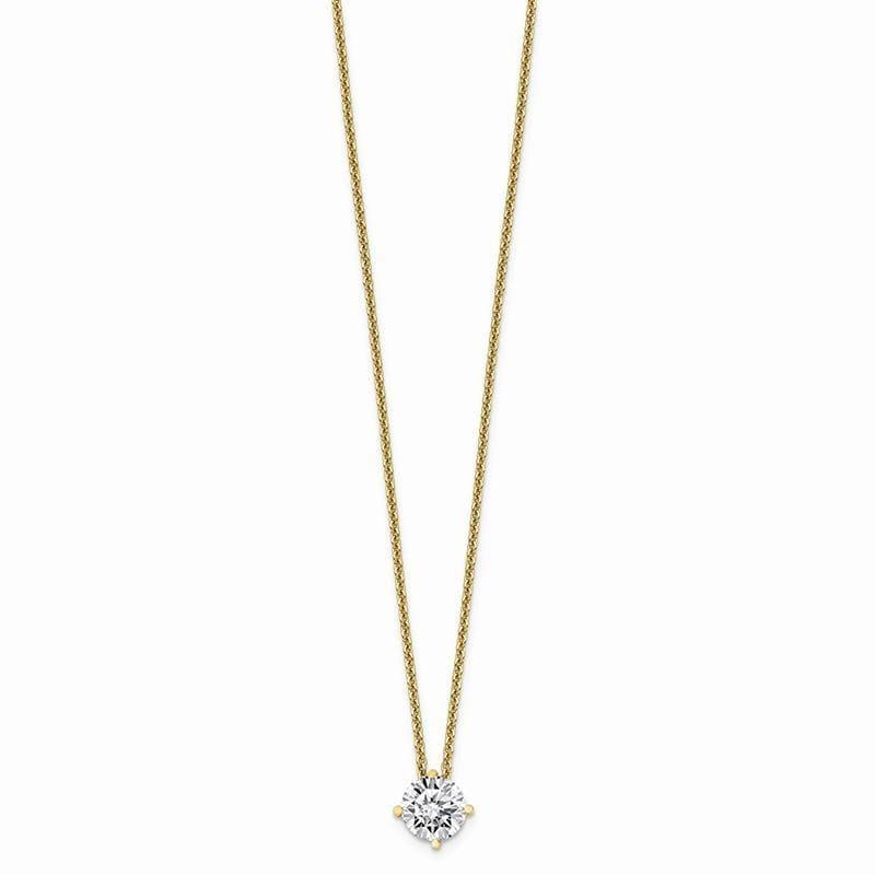 14ky 3-4ct. 6.0mm Round Moissanite Solitaire Pendant on cable chain - Seattle Gold Grillz