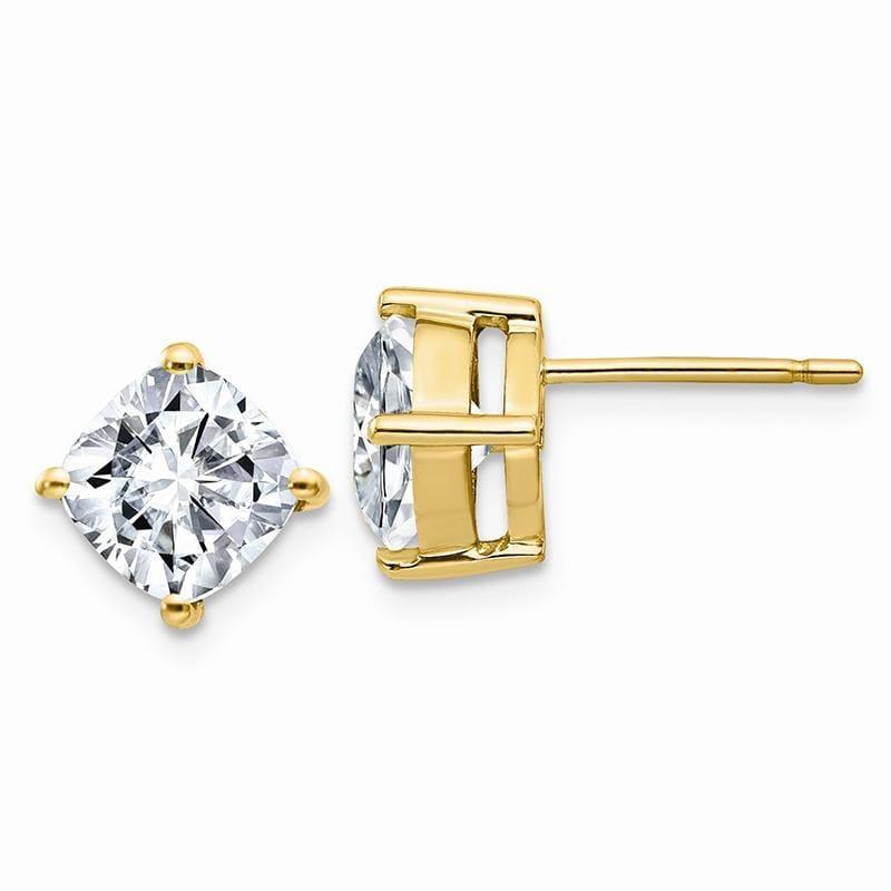 14ky 3.50ct. 7.00mm Cushion Colorless Moissanite Earring - Seattle Gold Grillz