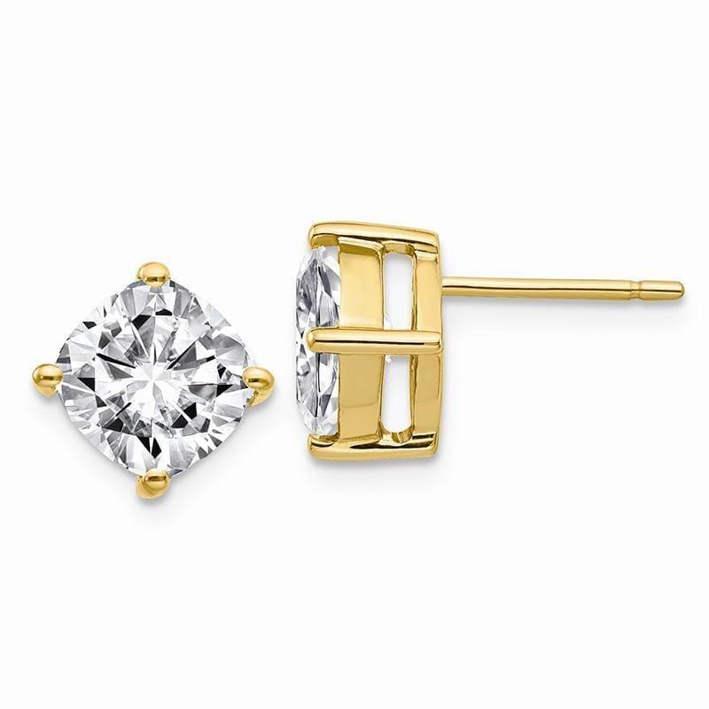 14k Yellow Gold 4.00ct. 7.50mm Cushion Moissanite Earring