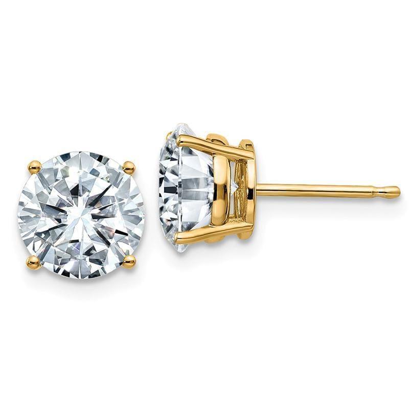 14ky 4.00ct. 8.0mm Round Colorless Moissanite Basket Post Earring - Seattle Gold Grillz