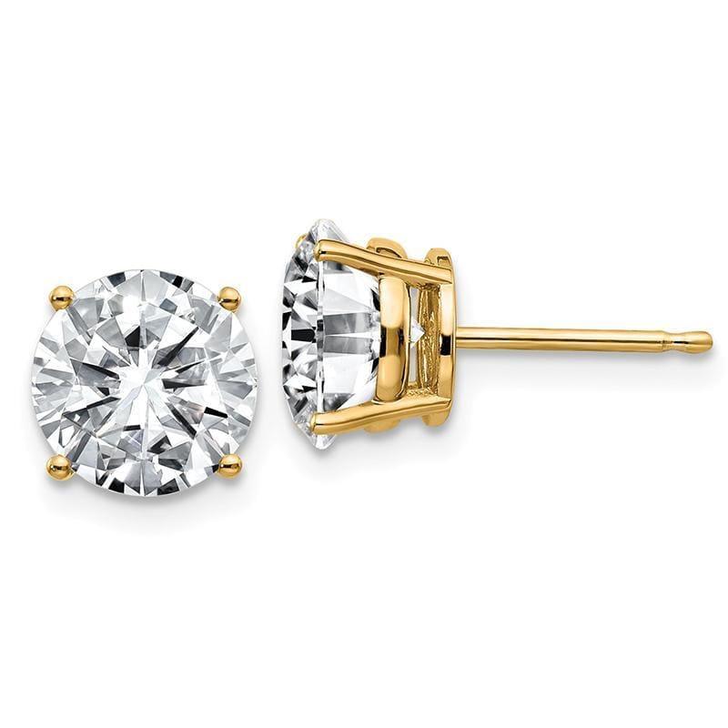 14ky 4.00ct. 8.0mm Round Moissanite 4-Prong Basket Post Earring - Seattle Gold Grillz
