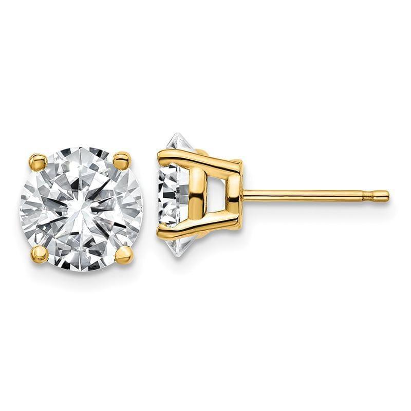 14ky 4.00ct. 8.0mm Round Moissanite 4 Prong Earrings - Seattle Gold Grillz