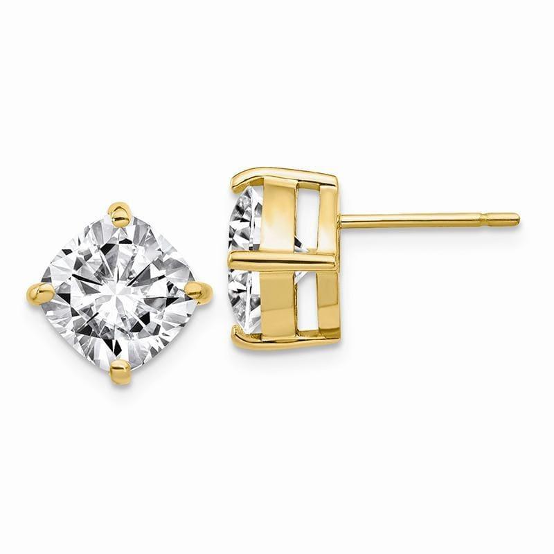 14ky 4.75ct. 8.00mm Cushion Moissanite Earring - Seattle Gold Grillz