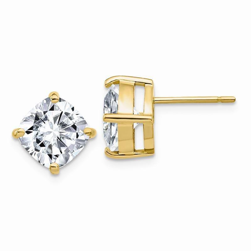14ky 5.50ct. 8.50mm Cushion Colorless Moissanite Earring - Seattle Gold Grillz