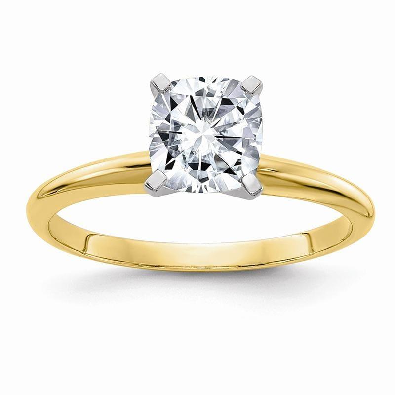 14ky .60ct. 5.0mm Colorless Moissanite Cusion Solitaire Ring - Seattle Gold Grillz