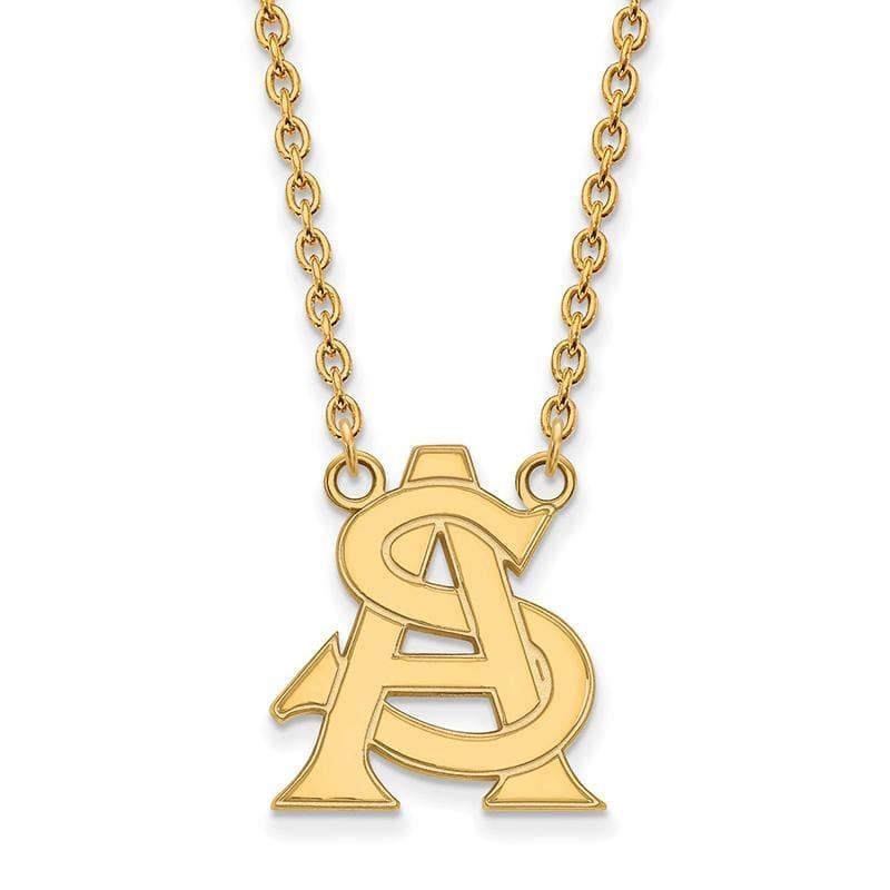 14ky LogoArt Arizona State University Large Pendant w-Necklace - Seattle Gold Grillz