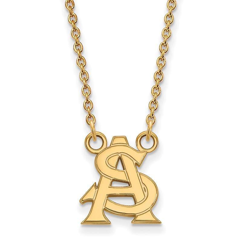 14ky LogoArt Arizona State University Small Pendant w-Necklace - Seattle Gold Grillz