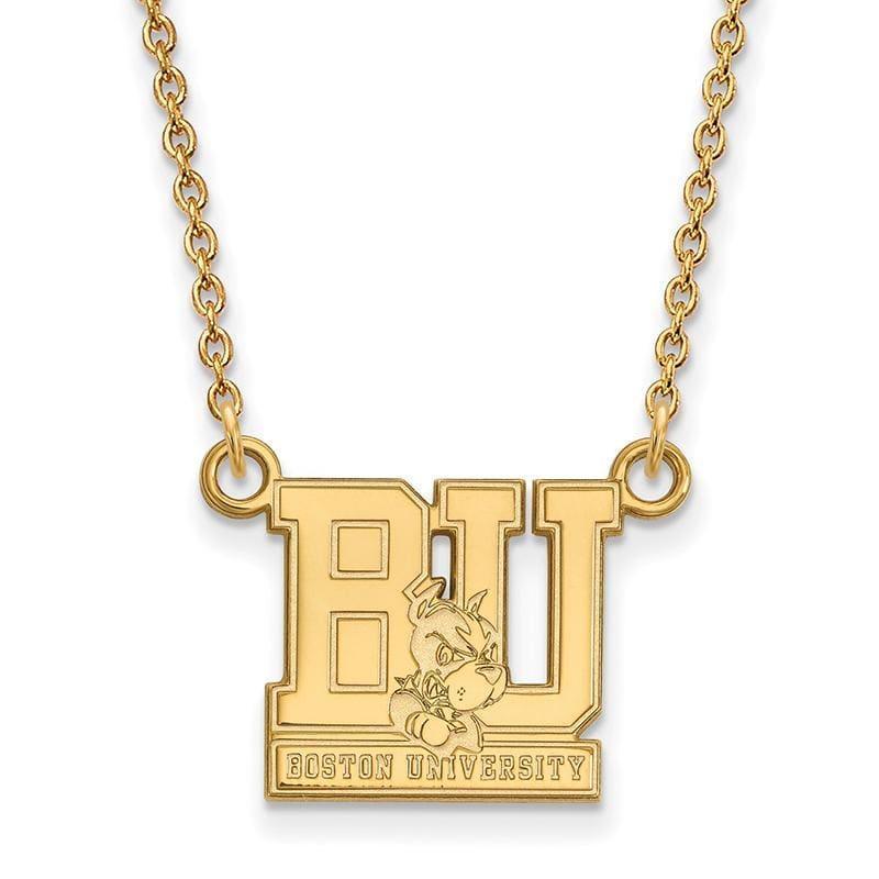 14ky LogoArt Boston University Small Pendant w-Necklace - Seattle Gold Grillz