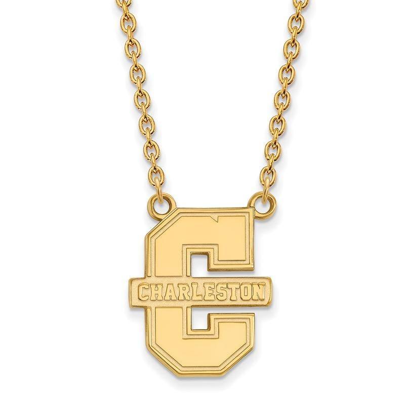 14ky LogoArt College of Charleston Large Pendant w-Necklace - Seattle Gold Grillz