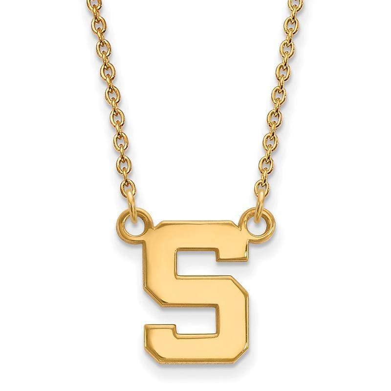 14ky LogoArt Michigan State University Small Pendant w-Necklace - Seattle Gold Grillz