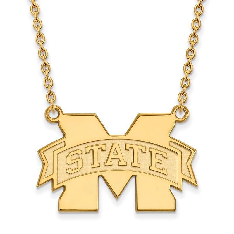 14ky LogoArt Mississippi State University Large Pendant w-Necklace - Seattle Gold Grillz
