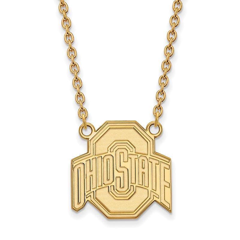 14ky LogoArt Ohio State University Large Pendant w-Necklace - Seattle Gold Grillz