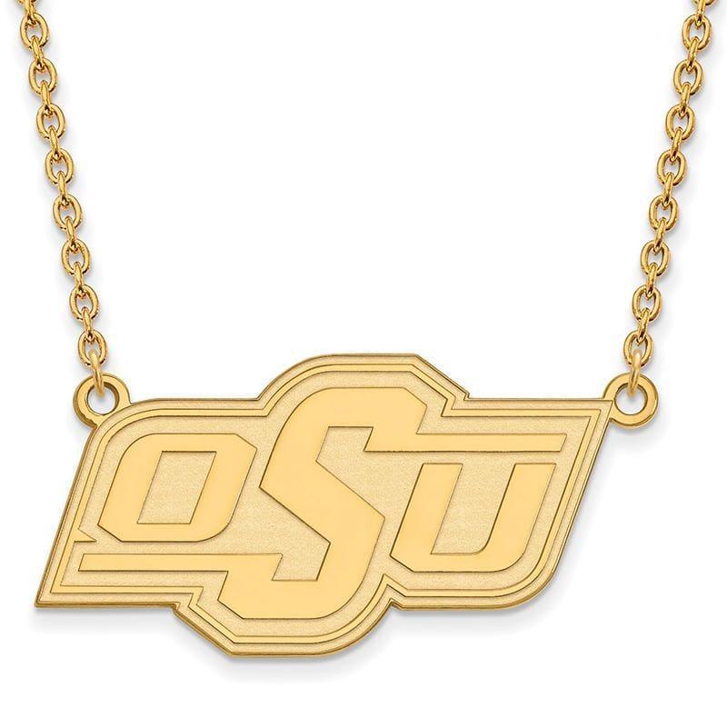 14ky LogoArt Oklahoma State University Large Pendant w-Necklace - Seattle Gold Grillz